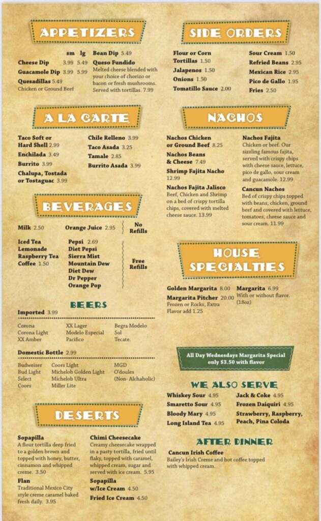 Cancun by the Lake Menu 3