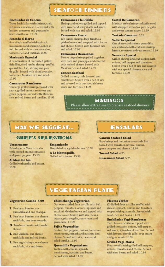 Cancun by the Lake Menu 4